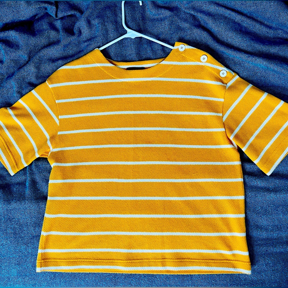 NWOT Missoni 100% cotton knit top. Mustard and white striped.